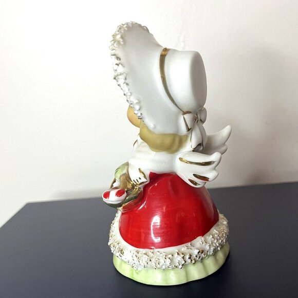 Vintage Lefton Christmas Bell Angel Porcelain Figurine Hand-Painted Signed - Picture 5 of 7